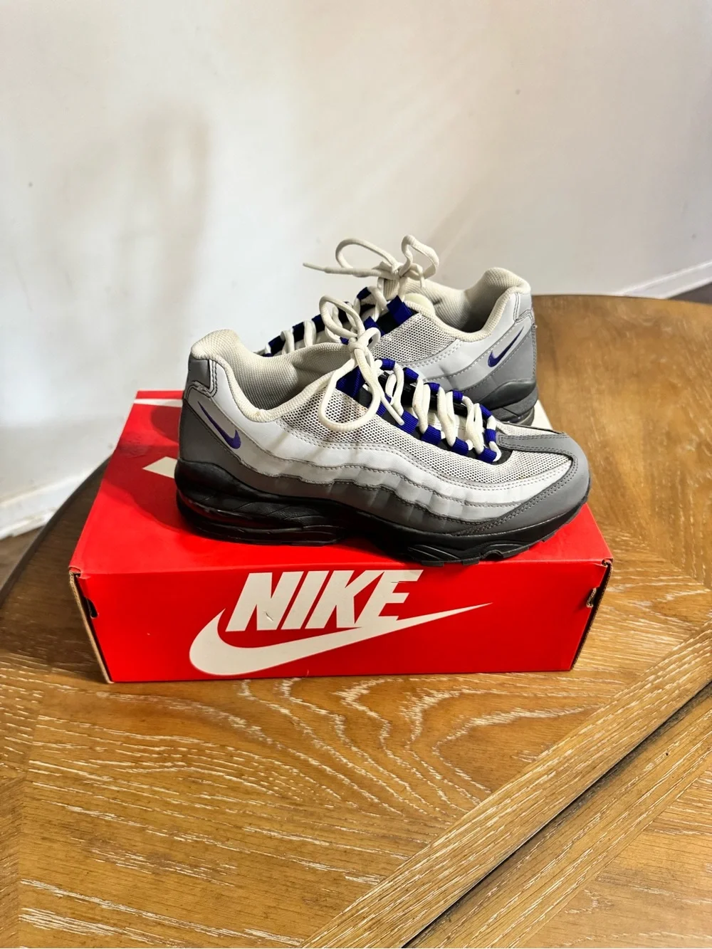 Nike Kids Sneakers White Gray Blue Accents